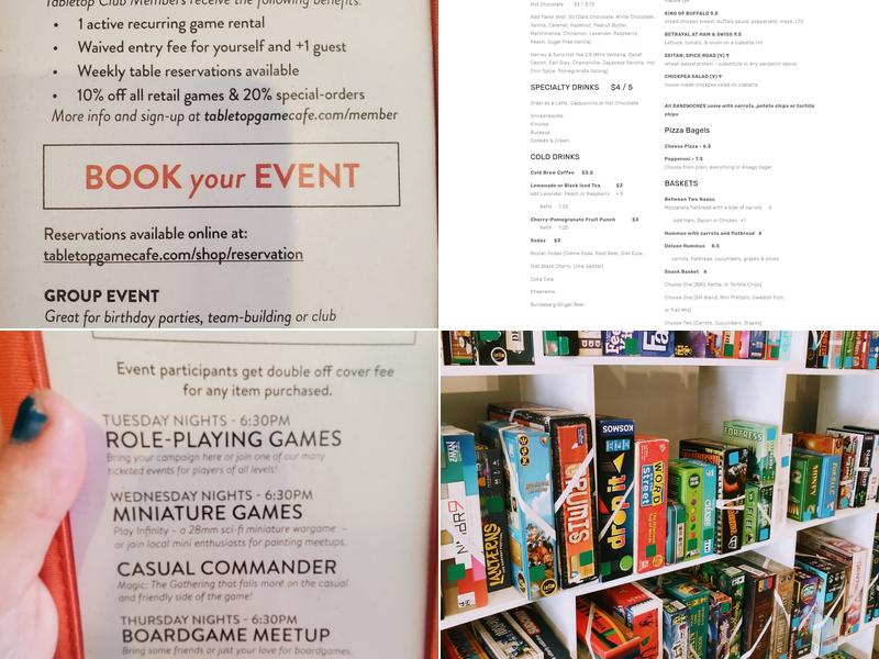 Tabletop Game Café Menu