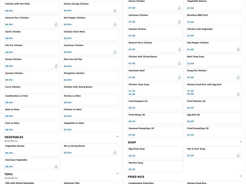New China Express Menu