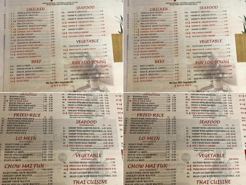 Eastern Chinese Kitchen Menu
