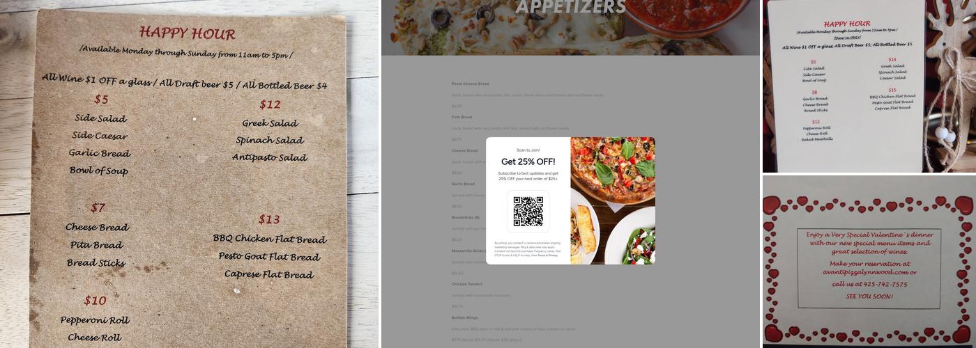 Avanti Pizza & Pasta Menu