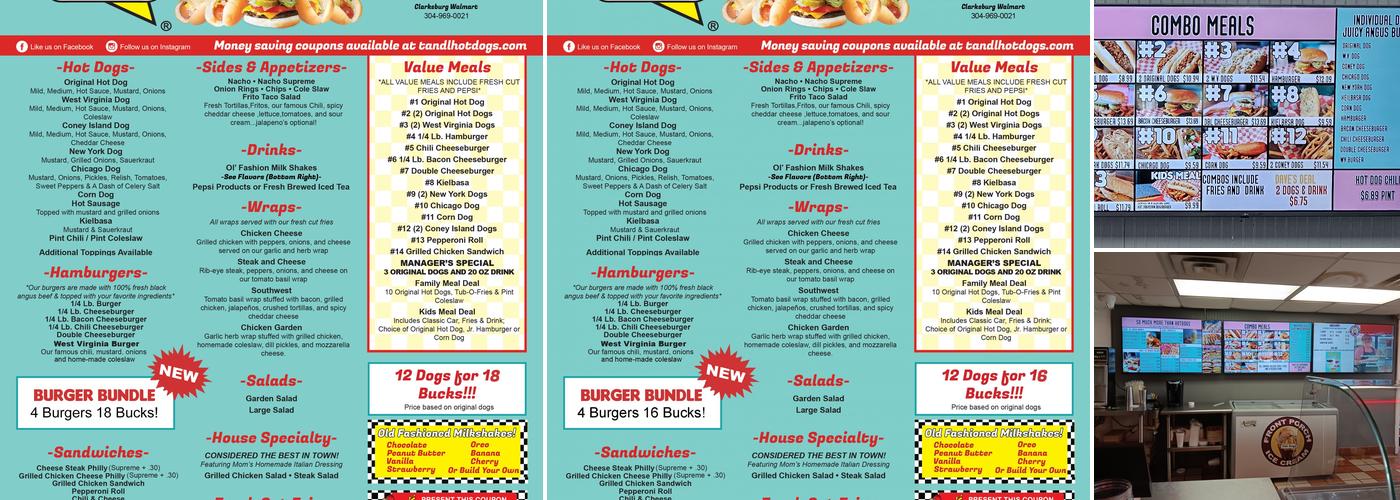 Dave's Famous T & L Hot Dogs Menu