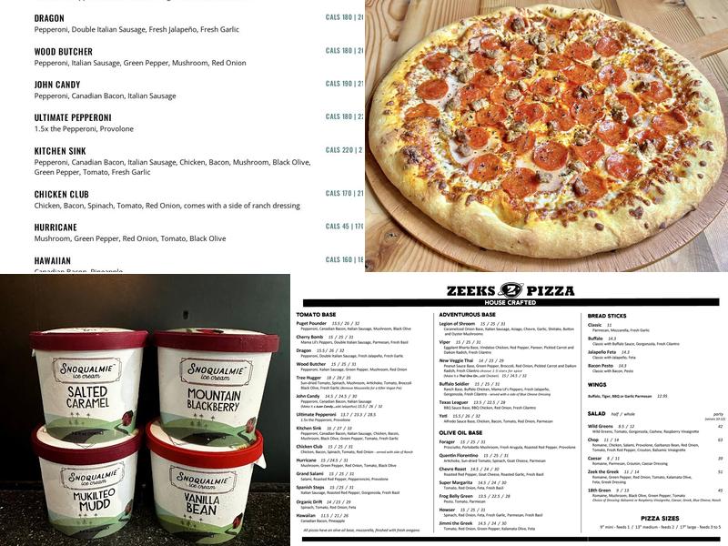 Zeeks Pizza Menu