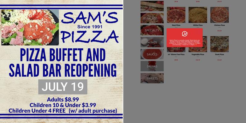 Sam's Pizza Menu