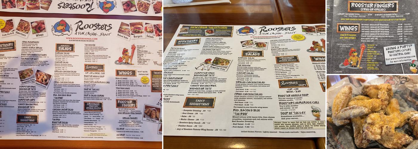 Roosters Menu