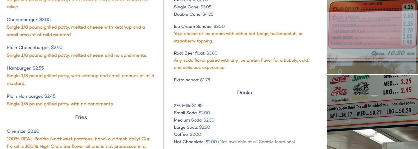 Dick's Drive-In Menu