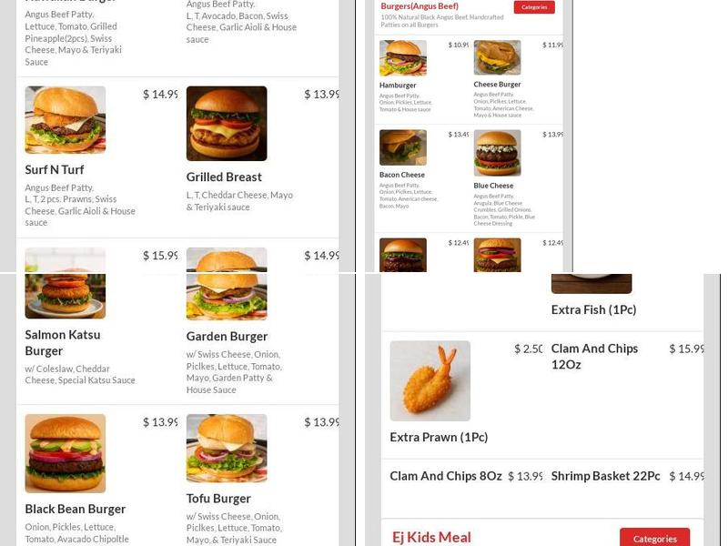 EJ Burger Menu
