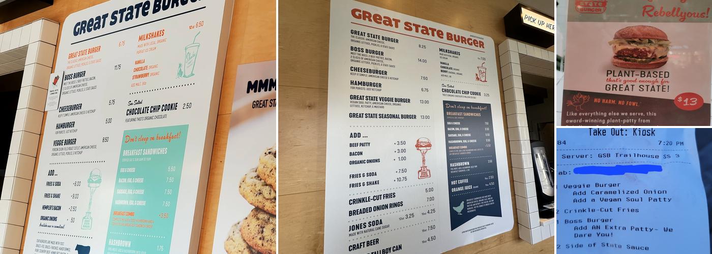 Great State Burger Menu