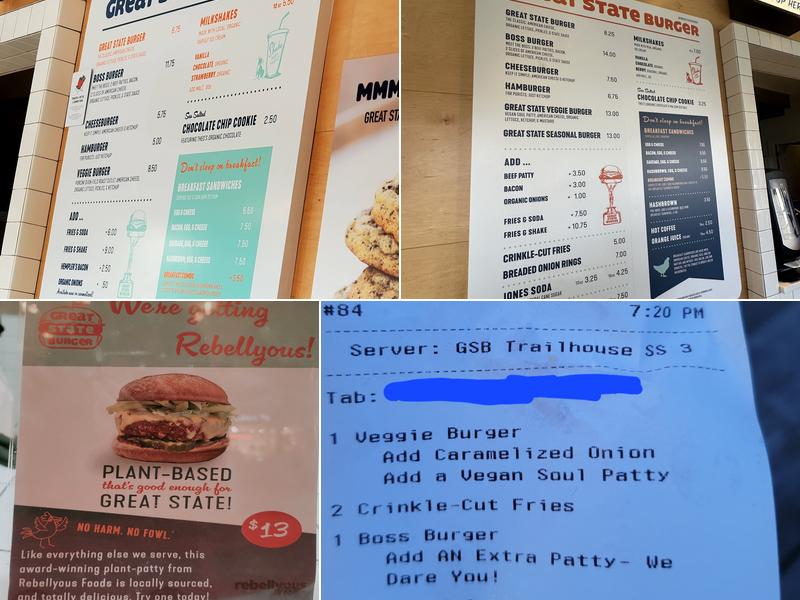 Great State Burger Menu