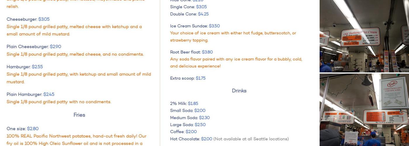 Dick's Drive-In Menu