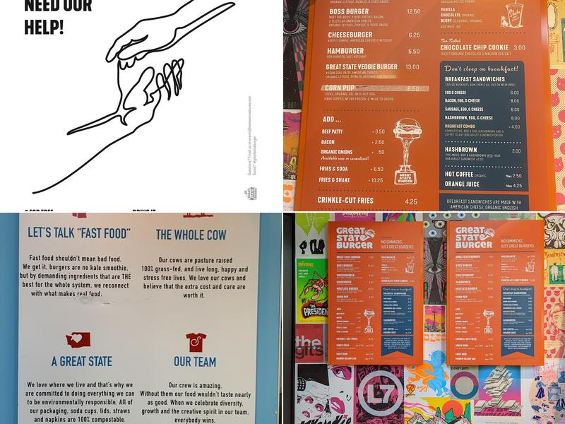 Great State Burger Menu