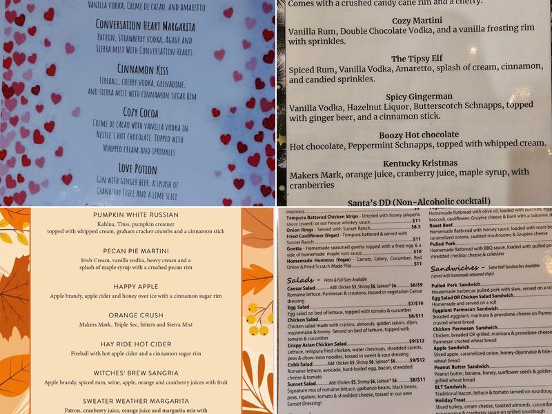 Sunset Bistro Menu