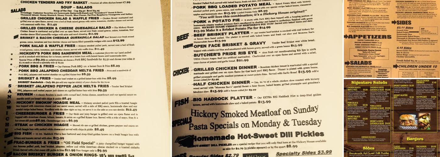 Hickory House Menu