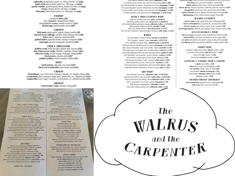 The Walrus and the Carpenter Menu