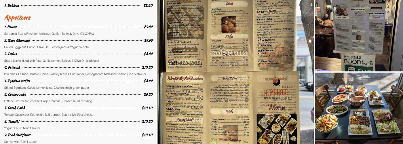 Almanqal Mediterranean Grill Menu