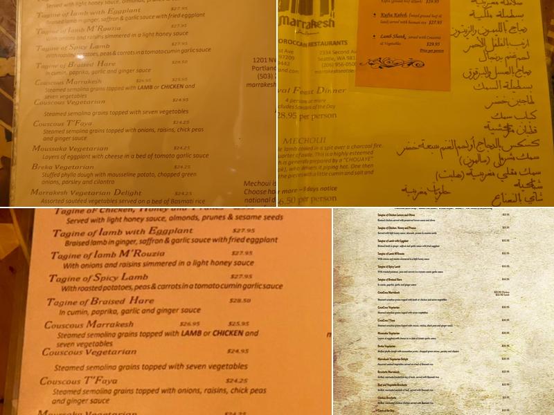 Marrakesh | Moroccan Restaurant Menu