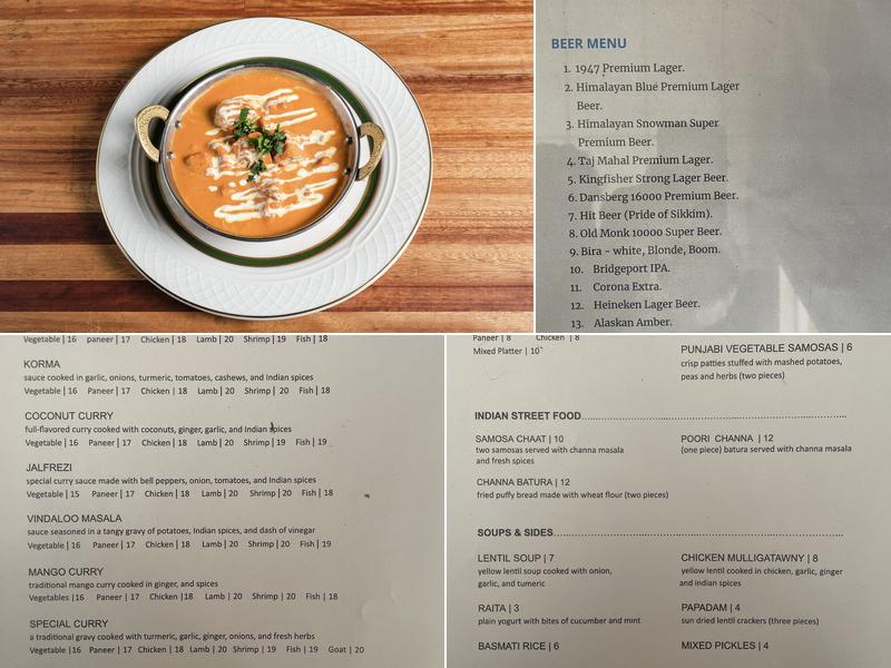 Kalia Indian Cuisine Menu