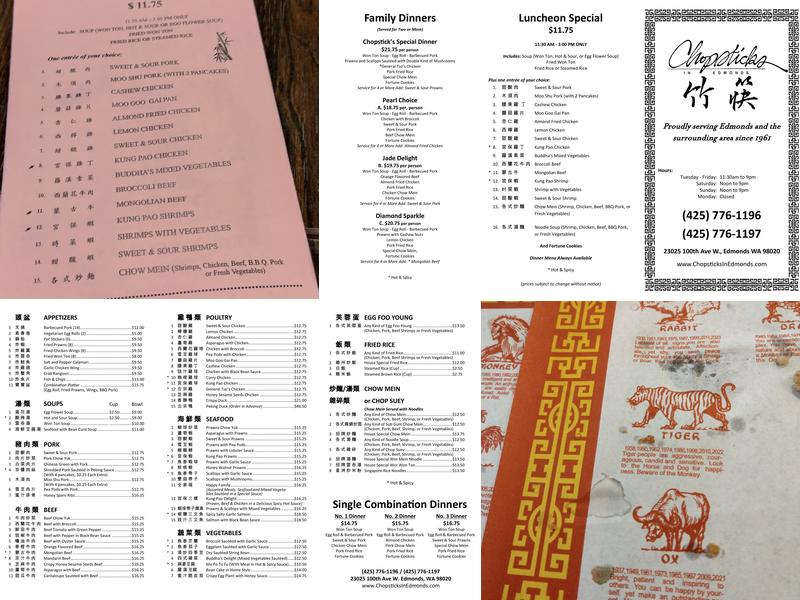 Chopsticks Menu