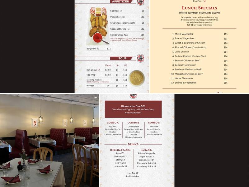 Royal Unicorn Restaurant Menu