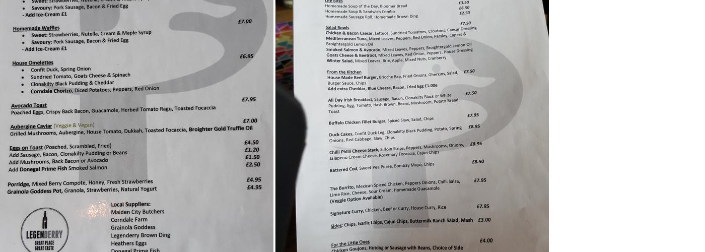 The Pickled Duck Cafe Menu