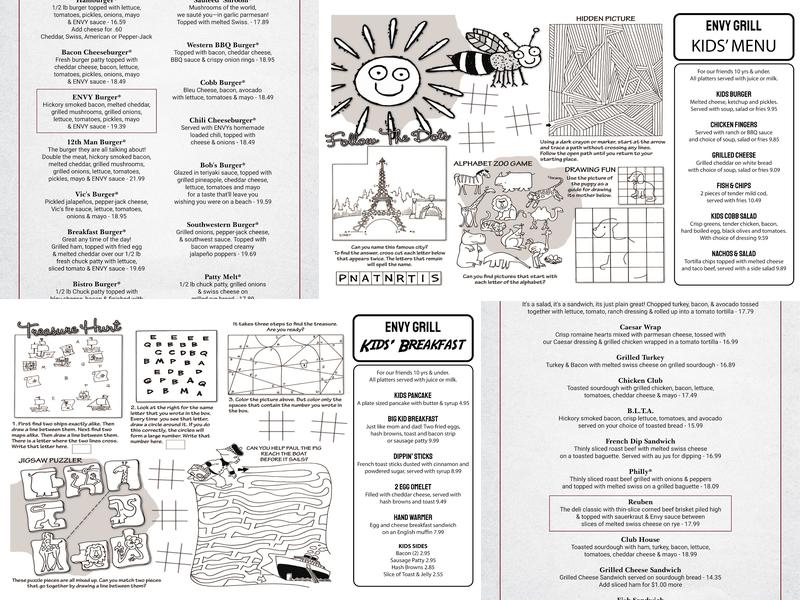 Envy Bar and Grill Menu