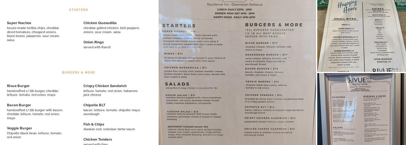 Rivue Bar and Grill Menu