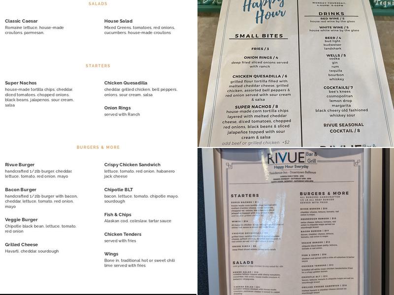 Rivue Bar and Grill Menu