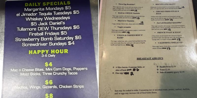 Just Left Pub & Grill Menu