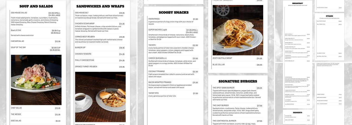 The Dog House Bar and Grill Menu