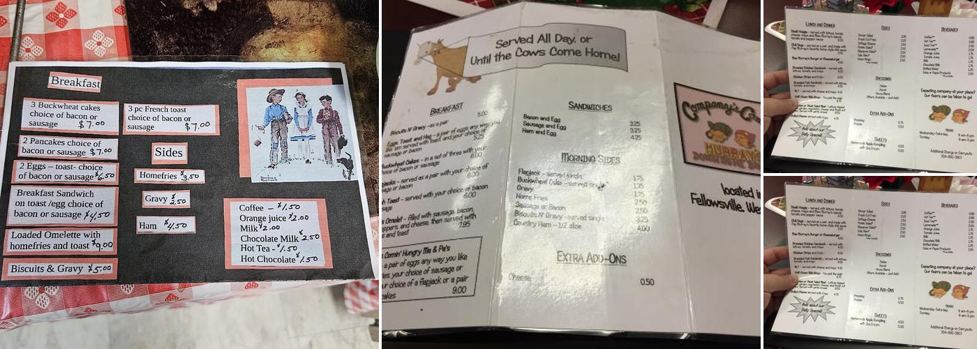 Company’s Comin’ Murray’s Downhome Diner Menu