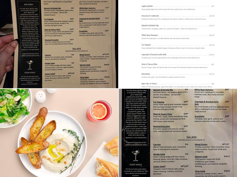 Alibi Room Menu
