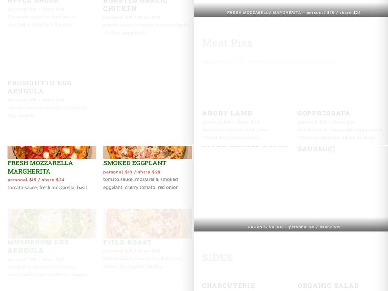 Humble Pie Menu