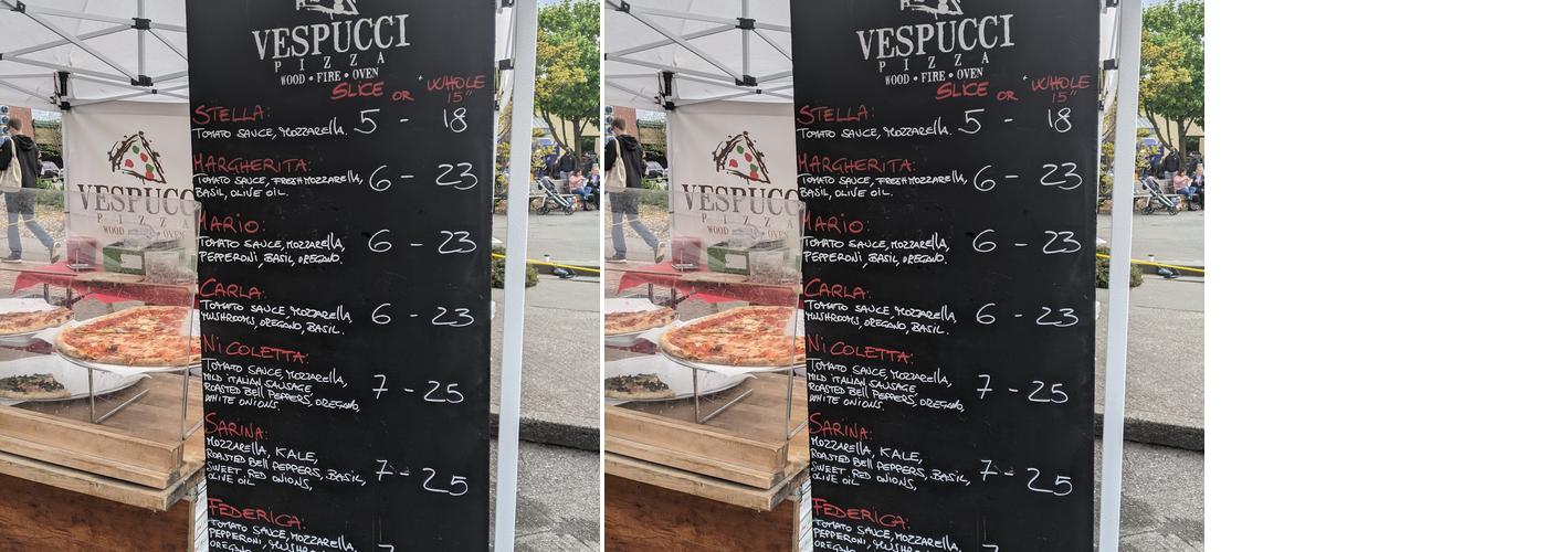Vespucci Pizza Menu
