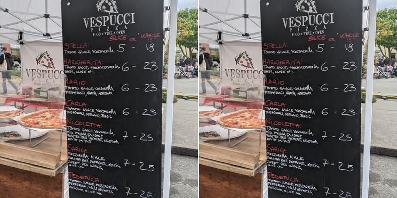 Vespucci Pizza Menu