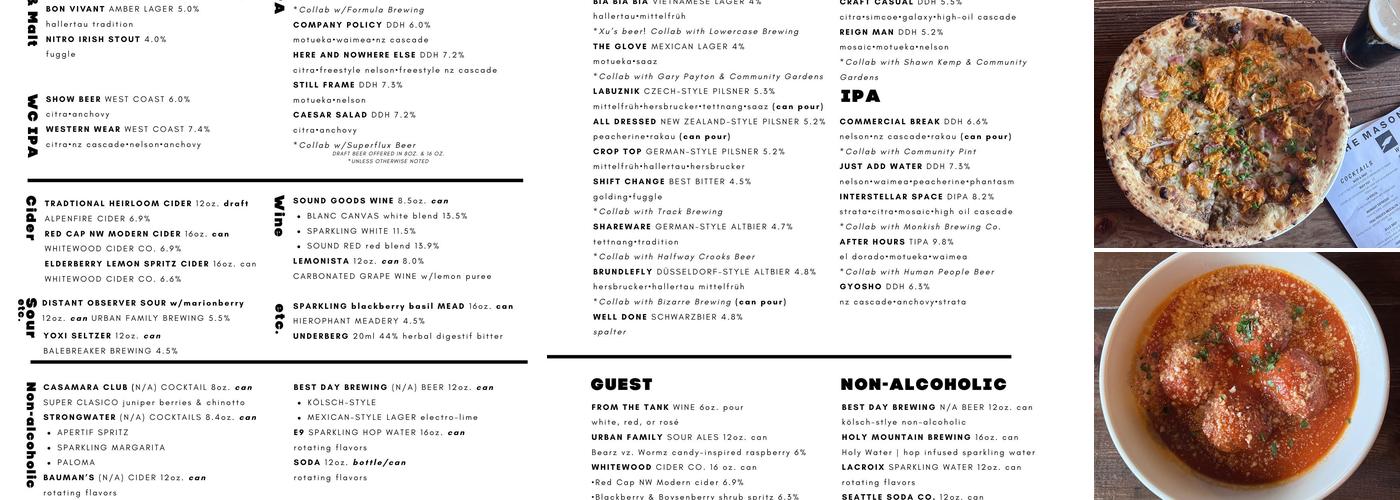 The Masonry Menu