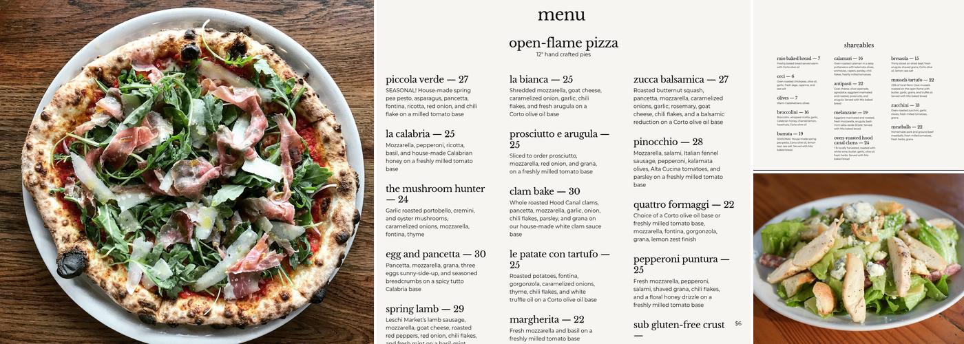 Mioposto Pizzeria Menu