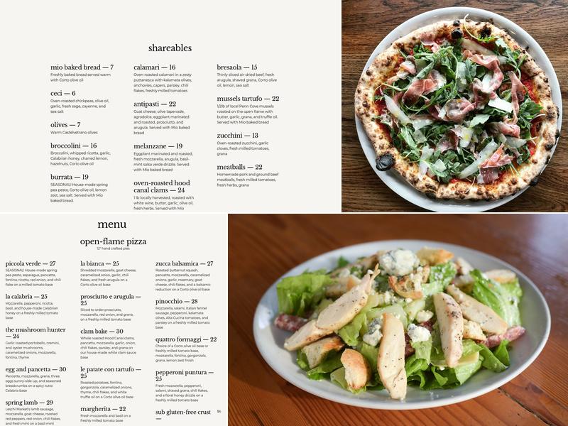 Mioposto Pizzeria Menu