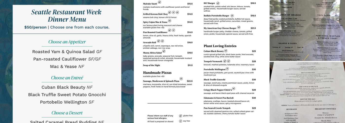 Plum Bistro Menu