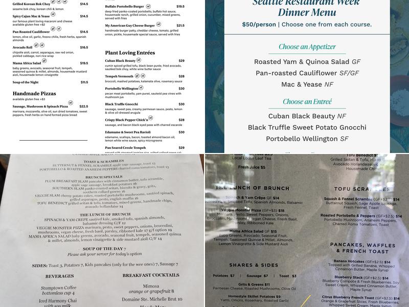 Plum Bistro Menu