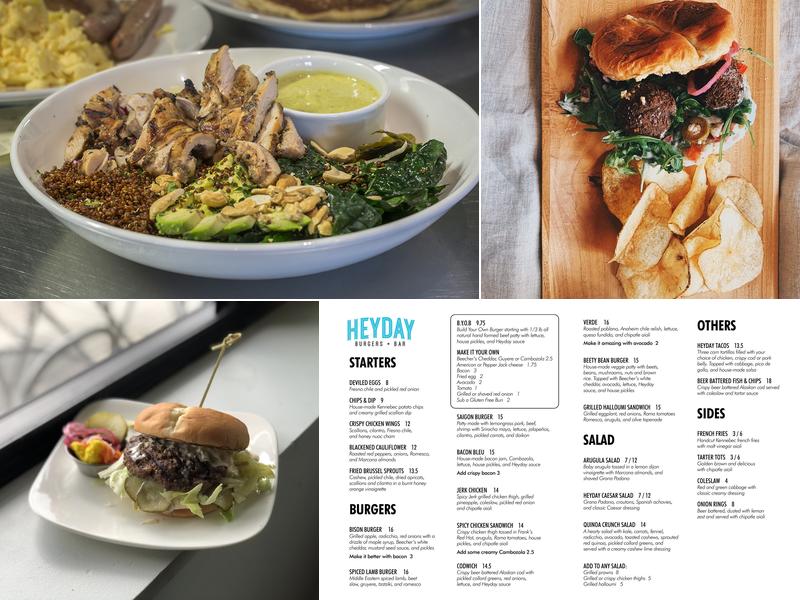 Heyday Bar & Restaurant Menu