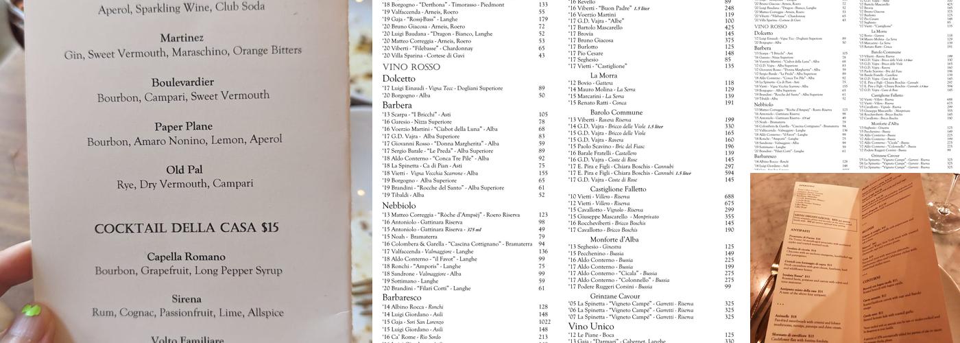 Spinasse Menu