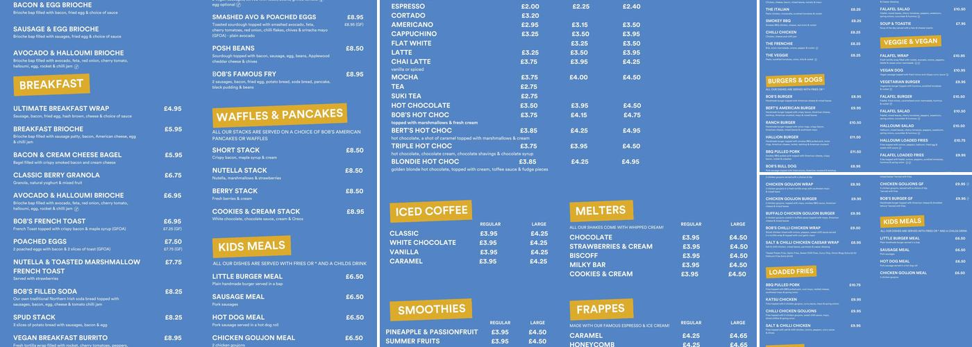 Bob & Berts Limavady Menu