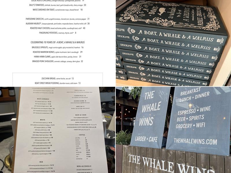 The Whale Wins Menu