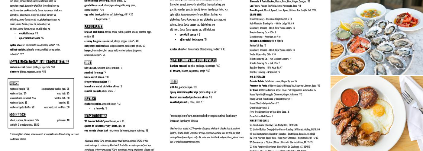 Westward Menu