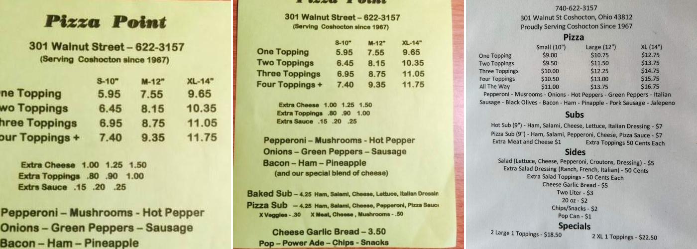Pizza Point Menu