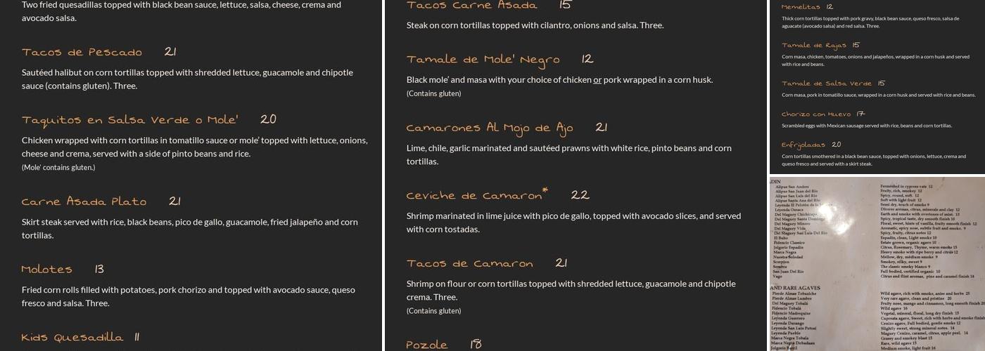 El Mezcalito Menu