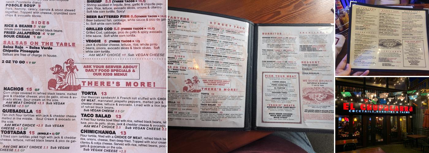 El Chupacabra Alki Menu