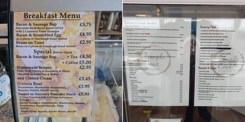 Temple Cove Coffee Bar Menu