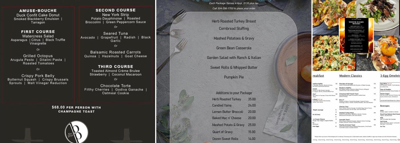 Bourbon Prime Menu