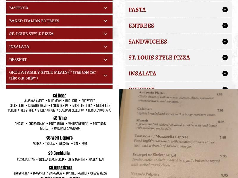 Vincenzo's Ristorante Menu