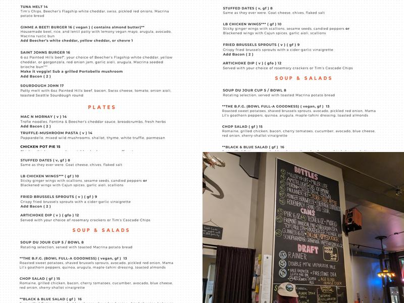 Saint John's Bar and Eatery Menu